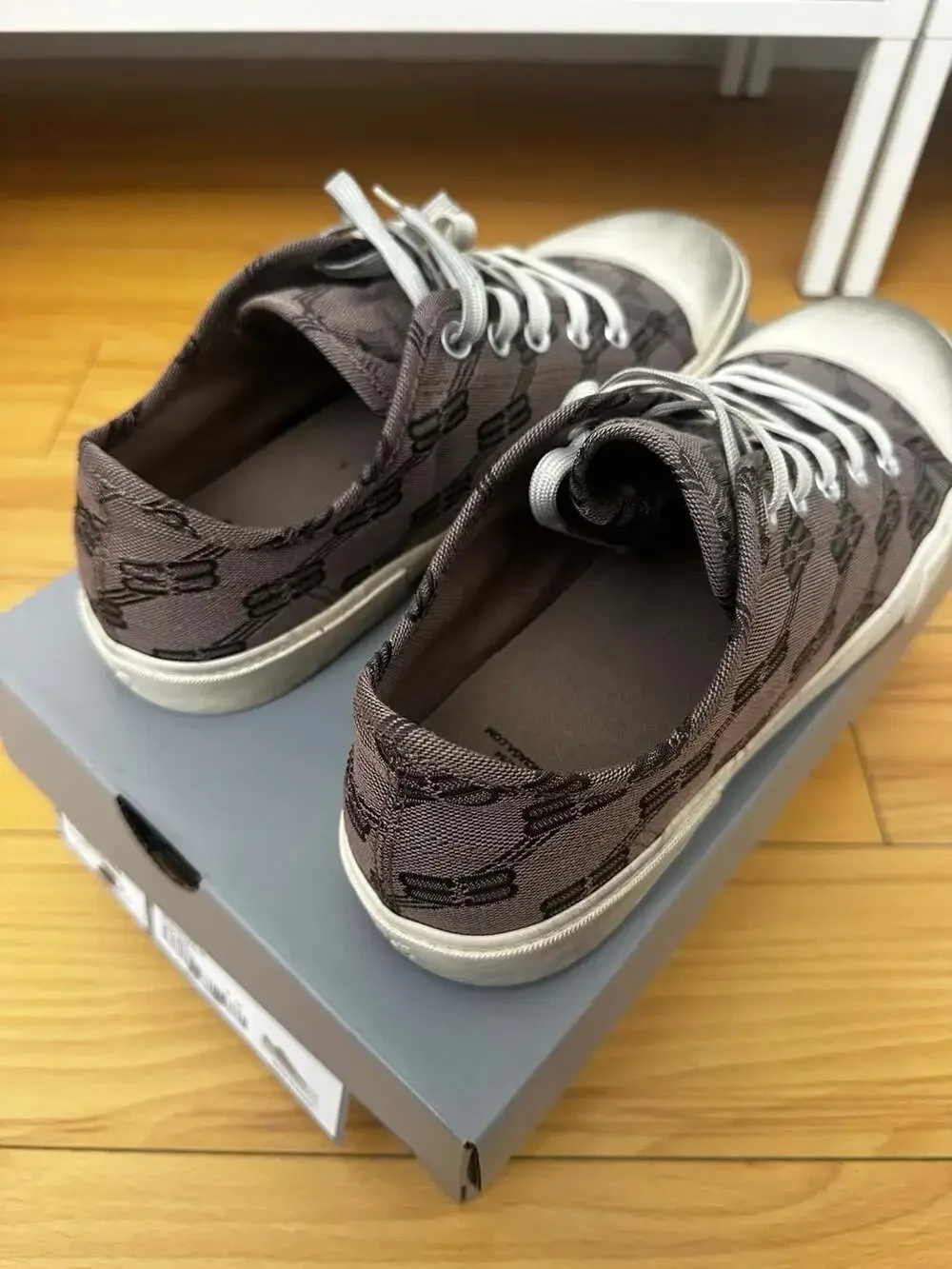Balenciaga Paris BB Monogram Jacquard Low-Top Sneakers in Dark Mink/Brown